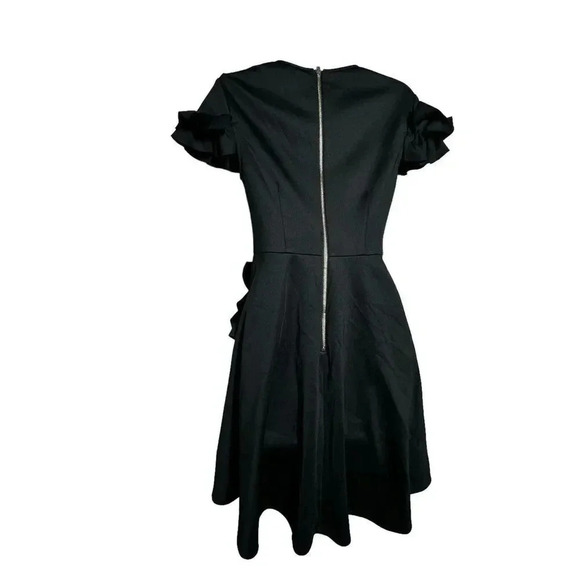 TED BAKER black LUUCIEE Neoprene Ruffle Trim skater dress size 1 US 4 NEW NWT - Picture 4 of 14